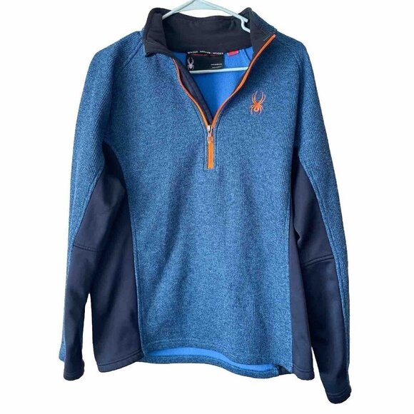 Spyder Sweatshirt MensL Blue Outbound Long Sleeve Half Zip Fleece Pullover - Picture 1 of 9